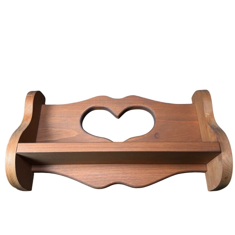 Vintage Heart Cutout Wooden Wall Shelf Brown Coquette Decor Rustic Cottagecore